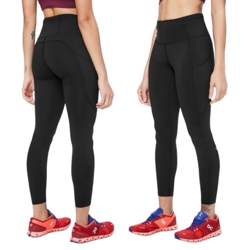 🌼Lululemon Fast & Free 7/8 Tight II 25” Black Nulux Women’s 6‎ Athletic Leggings
